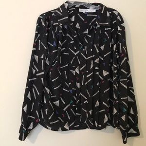 Retro 80s/90s confetti plus size blouse